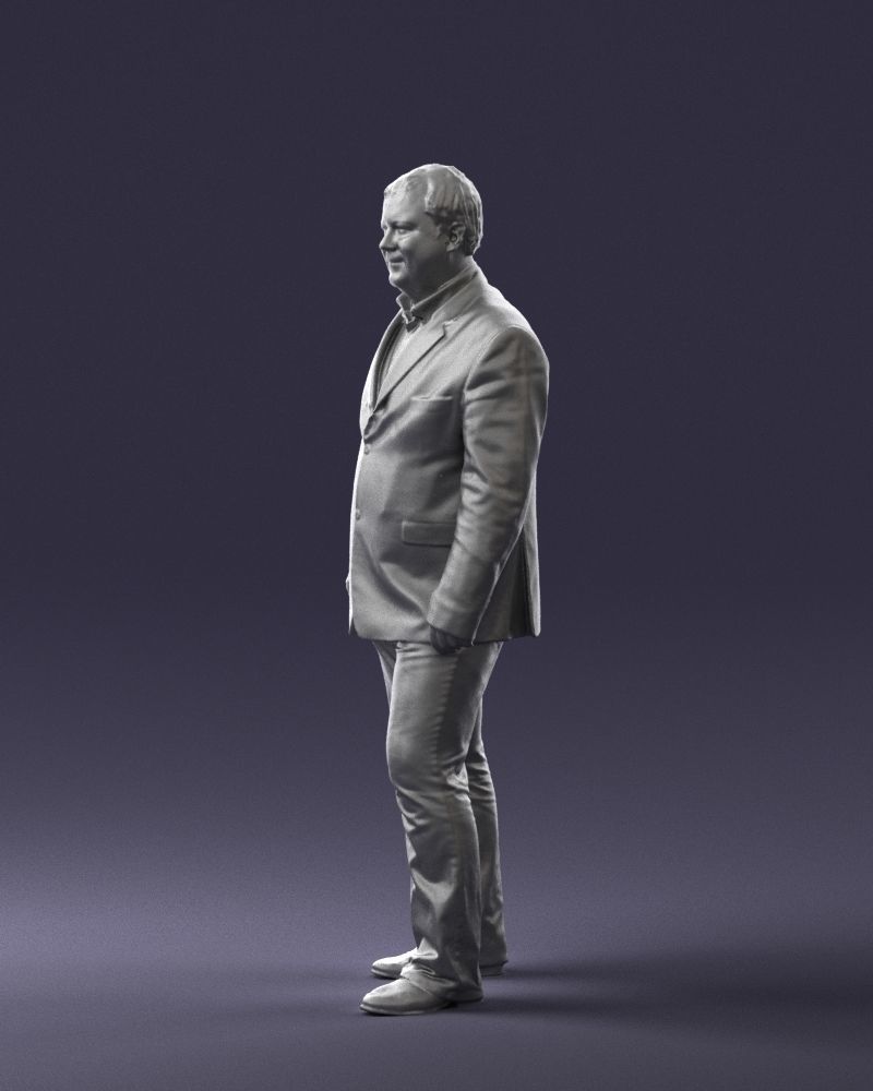 Short haired man striped shirt 0719 3D model_7