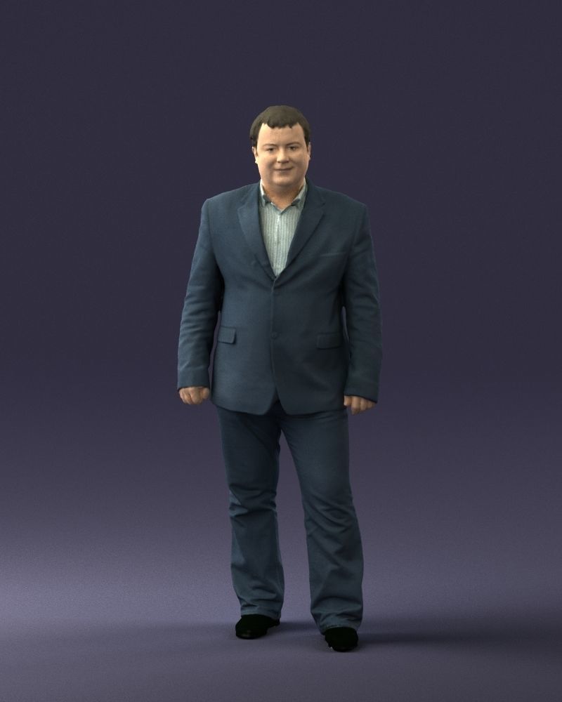 Short haired man striped shirt 0719 3D model_36