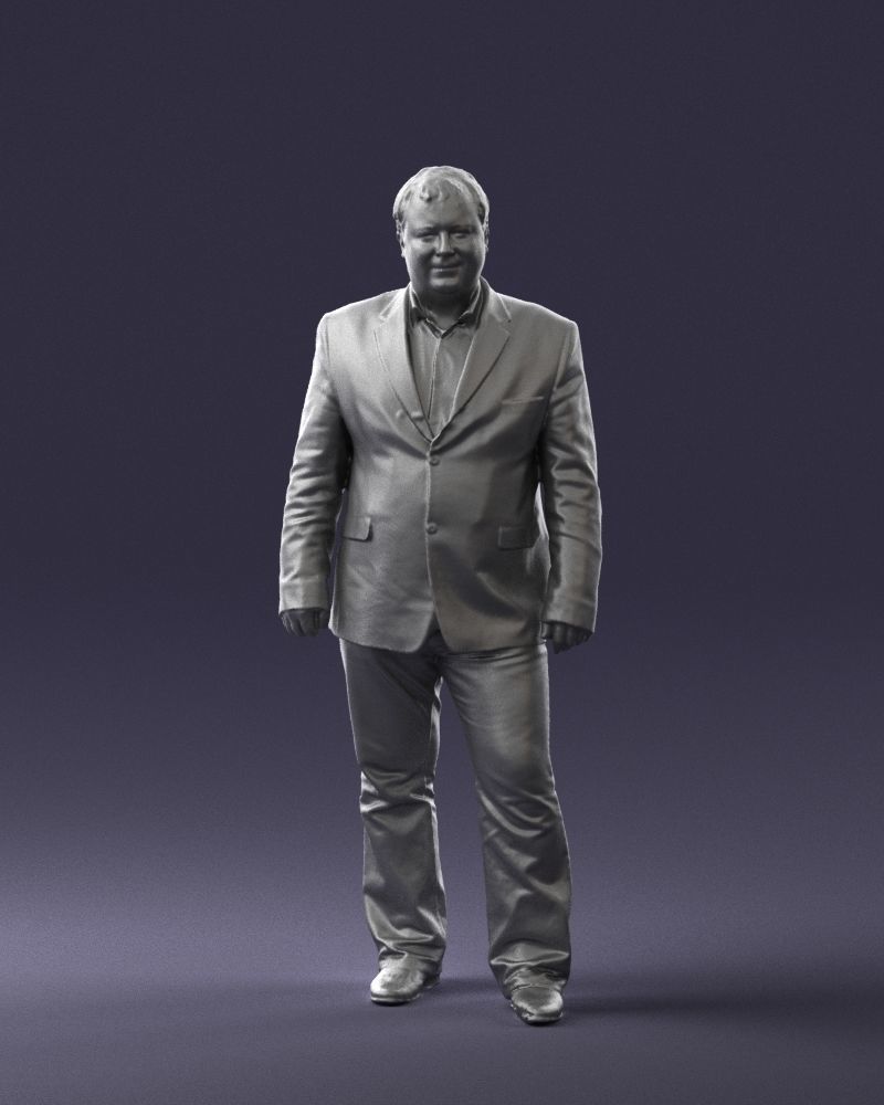 Short haired man striped shirt 0719 3D model_37