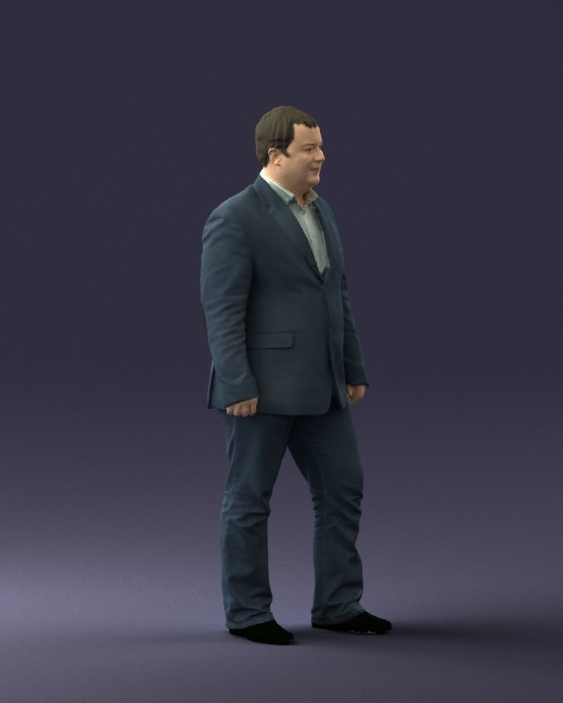 Short haired man striped shirt 0719 3D model_30