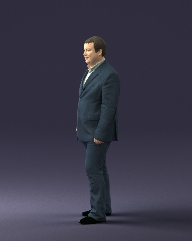 Short haired man striped shirt 0719 3D model_6