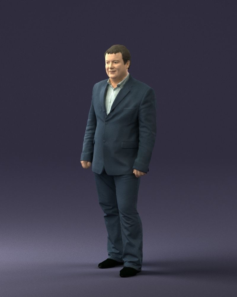 Short haired man striped shirt 0719 3D model_3