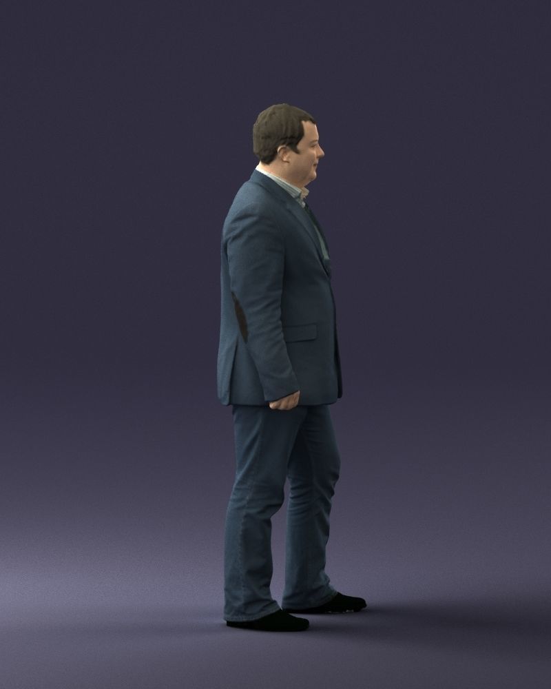 Short haired man striped shirt 0719 3D model_27