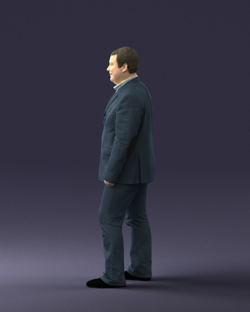 Short haired man striped shirt 0719 3D model_9