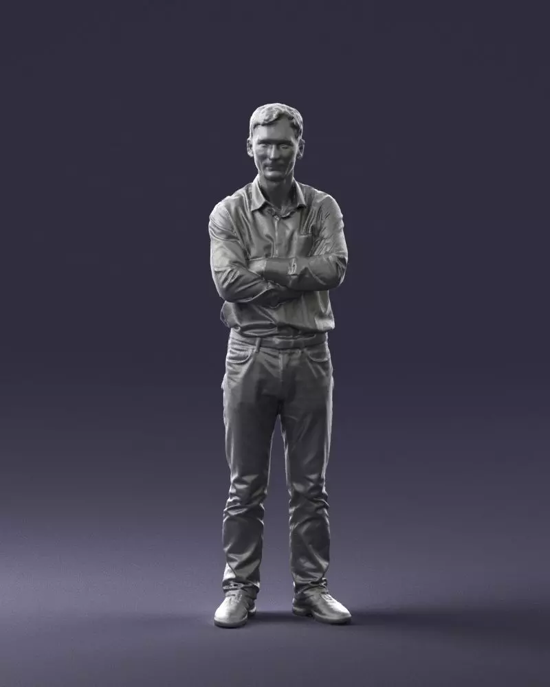 002108 Thin man lilac shirt 0718 STL Miniature 3D print model