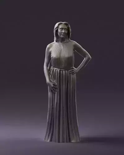 Woman in bright pink dress 0709 3D Print Ready