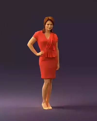Woman in coral dress 0705
