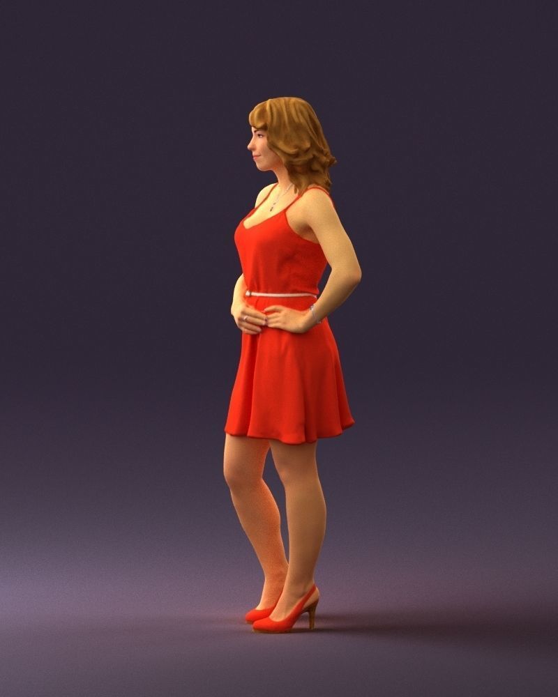 Woman in red dress crown 0711 3D Print Ready 3D print model_17