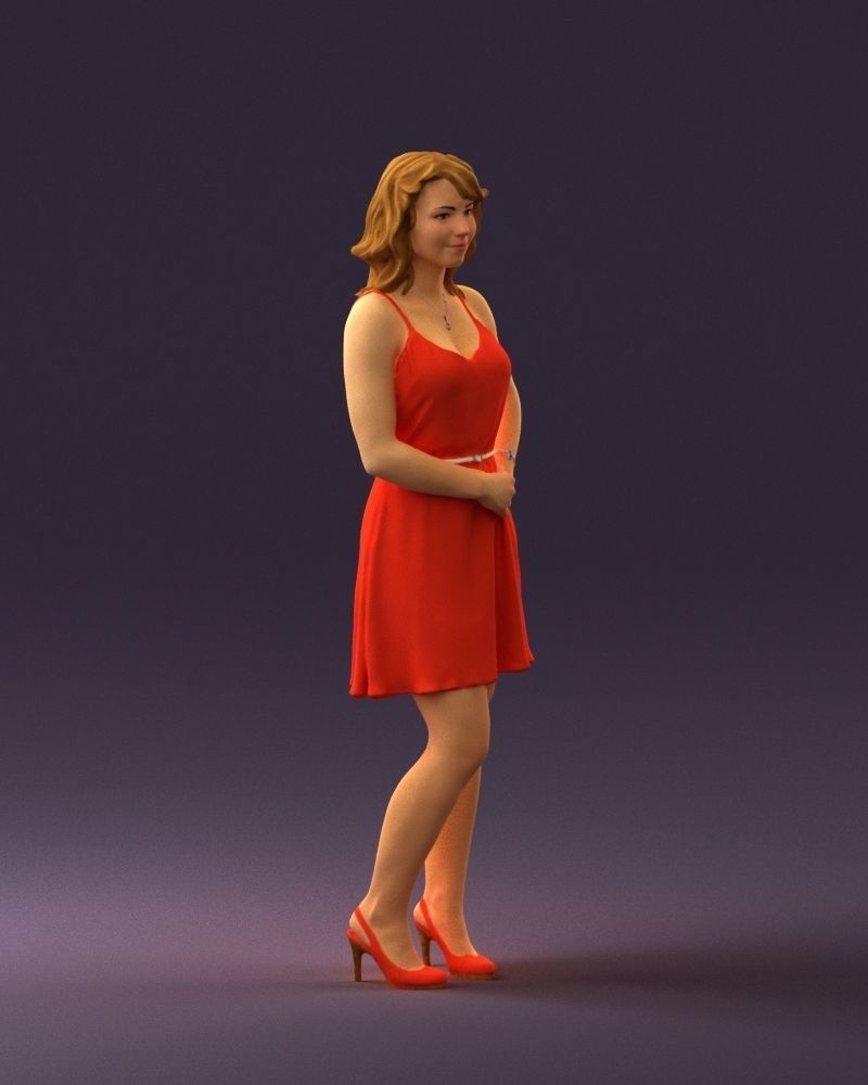 Woman in red dress crown 0711 3D Print Ready 3D print model_5