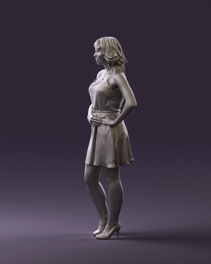 Woman in red dress crown 0711 3D Print Ready 3D print model_16