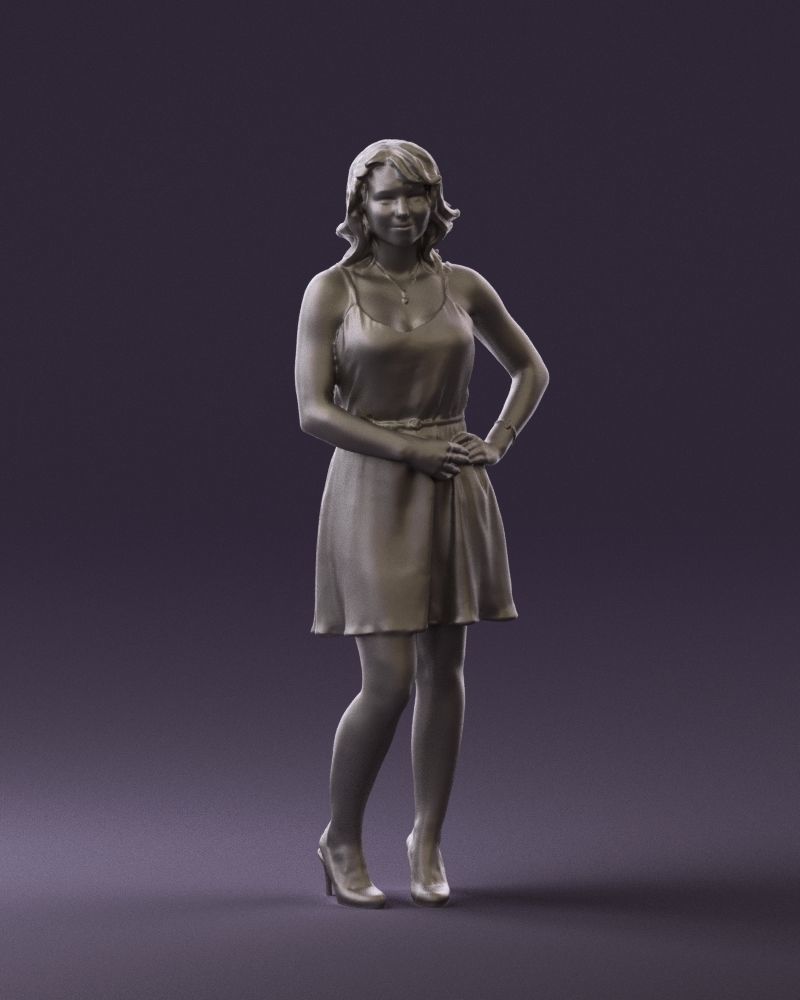 Woman in red dress crown 0711 3D Print Ready 3D print model_22