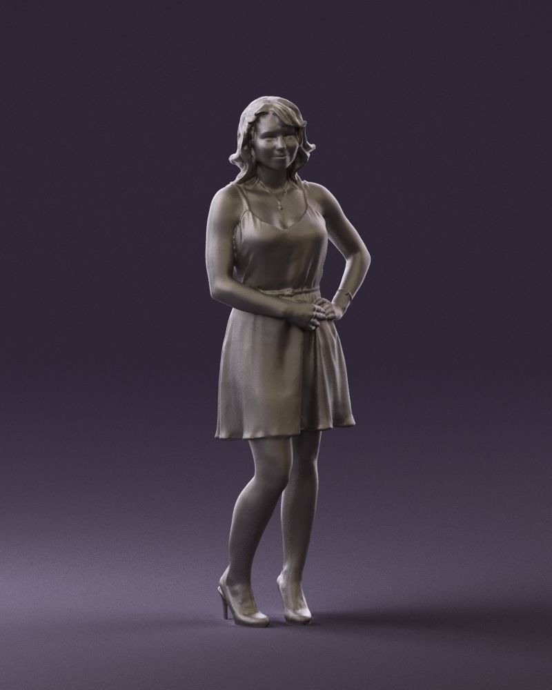 Woman in red dress crown 0711 3D Print Ready 3D print model_24