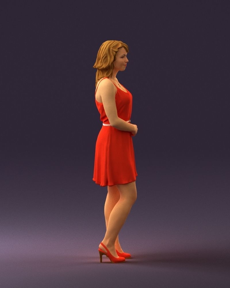 Woman in red dress crown 0711 3D Print Ready 3D print model_7
