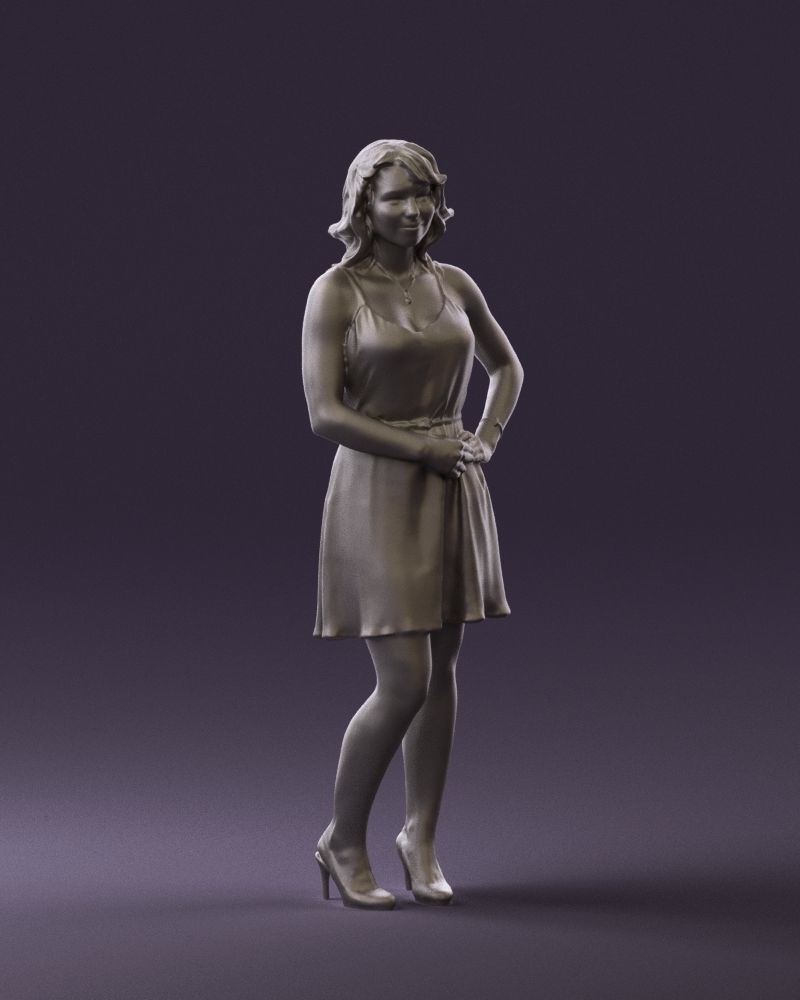 Woman in red dress crown 0711 3D Print Ready 3D print model_2