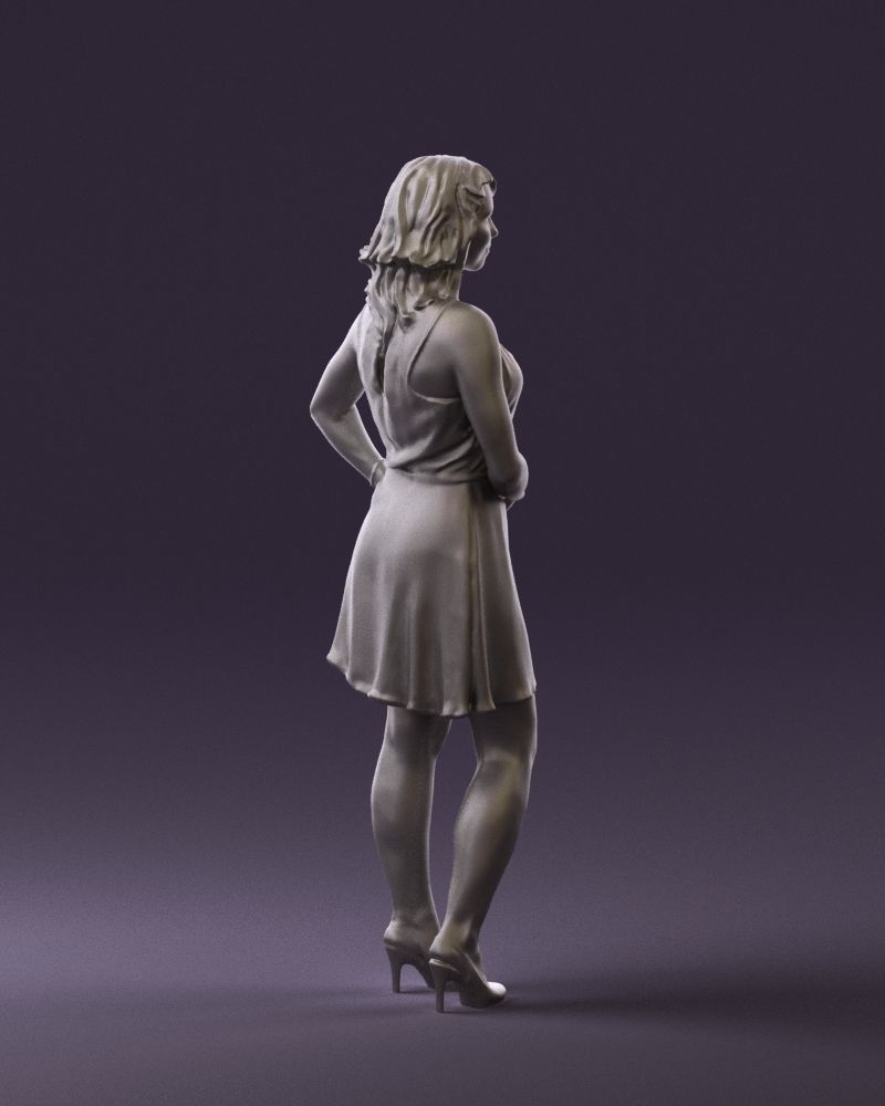 Woman in red dress crown 0711 3D Print Ready 3D print model_8