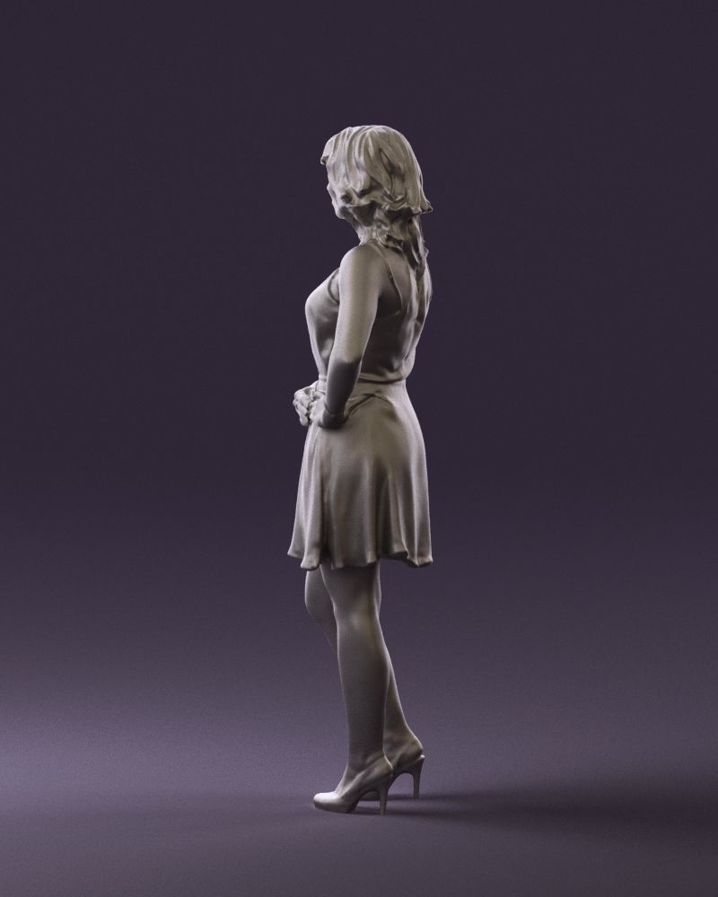 Woman in red dress crown 0711 3D Print Ready 3D print model_14