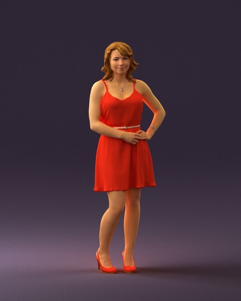 Woman in red dress crown 0711 3D Print Ready 3D print model_23