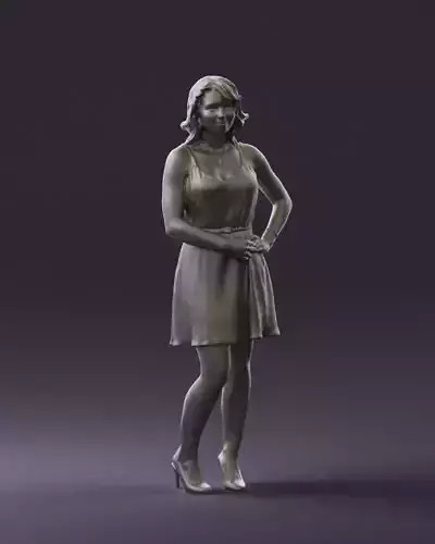 Woman in red dress crown 0711 3D Print Ready