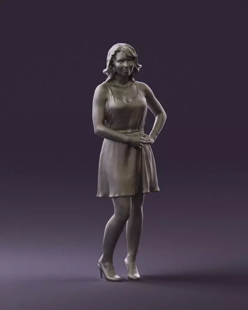 Woman in red dress crown 0711 3D Print Ready 3D print model_0