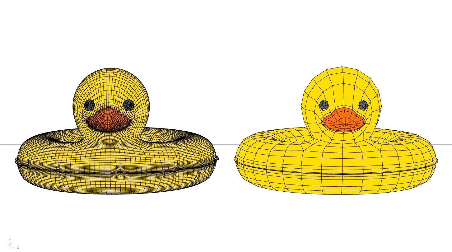 Duck Pool Float Inflatable Toy Swimming Tube Low-poly 3D model_7