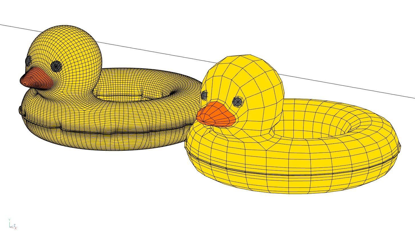 Duck Pool Float Inflatable Toy Swimming Tube Low-poly 3D model_8