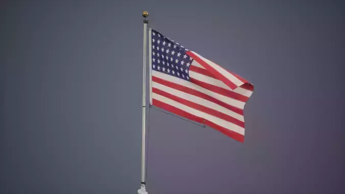 Flag Low Poly Game Ready american - american