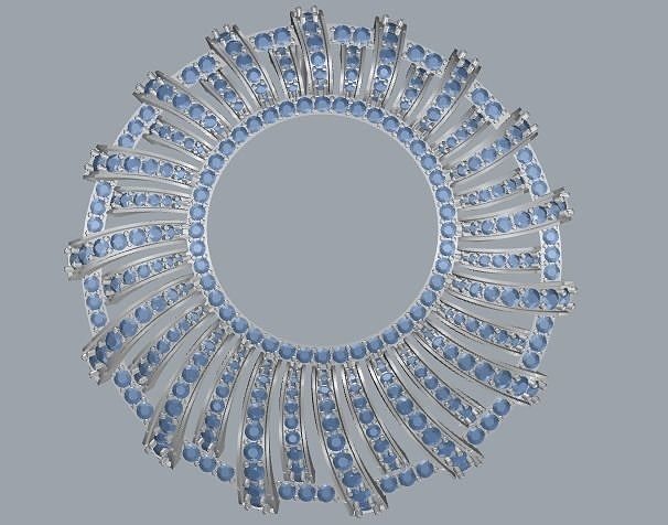 Pave Diamond Sterling Silver Round Geometrical Pendant Jewelry 3D print model