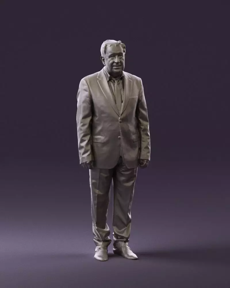 002121 Old man in dark gray suit 0731 STL Miniature 3D print model