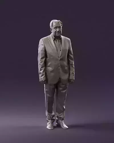 Old man in dark gray suit 0731 3D Print Ready
