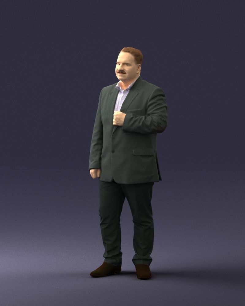 Mustachioed plump man suit 0739 3D Print Ready 3D print model_3