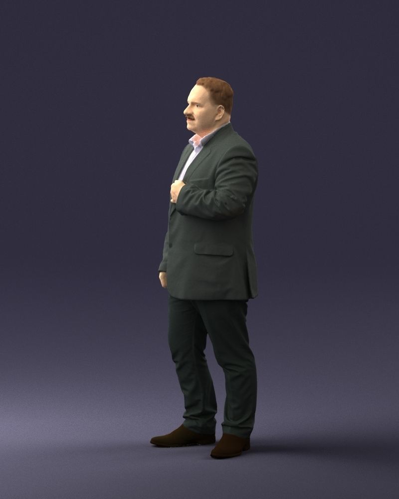 Mustachioed plump man suit 0739 3D Print Ready 3D print model_5