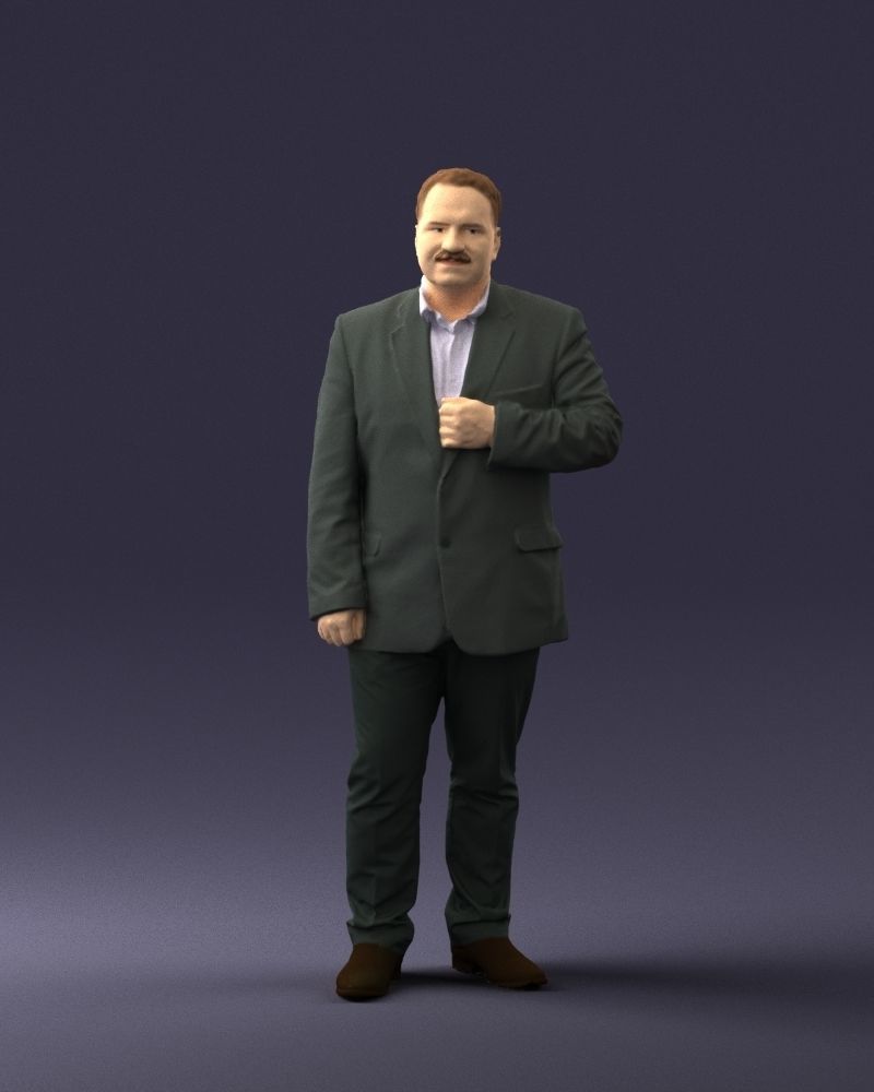 Mustachioed plump man suit 0739 3D Print Ready 3D print model_25