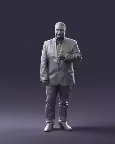 Mustachioed plump man suit 0739 3D Print Ready