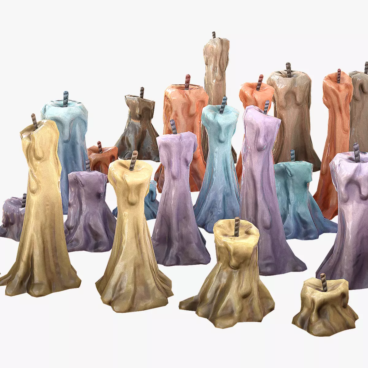 Stylized Candles Pack Low-poly 3D model