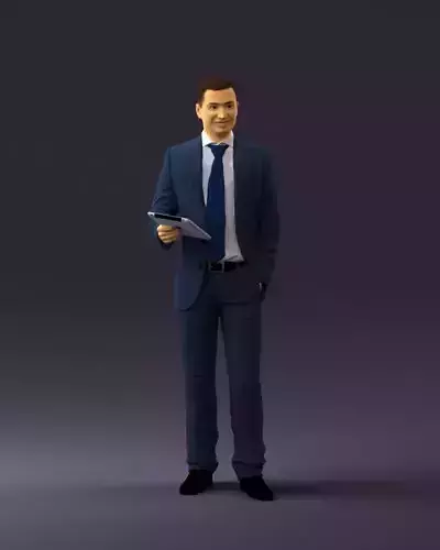 Man in blue suit ipad 0746