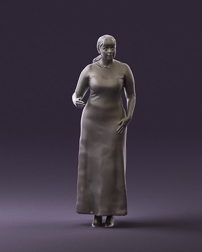 Woman in green black dress 0744 3D Print Ready 3D print model