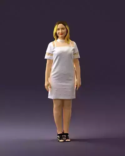 Woman in white evening dress 0750