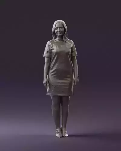 Woman in white evening dress 0750 3D Print Ready