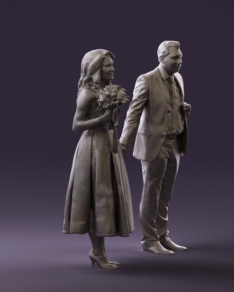 Man and woman in black white dresses 0764 3D model_10