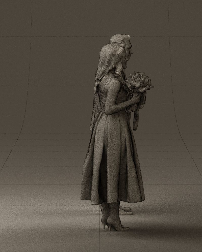 Man and woman in black white dresses 0764 3D model_14