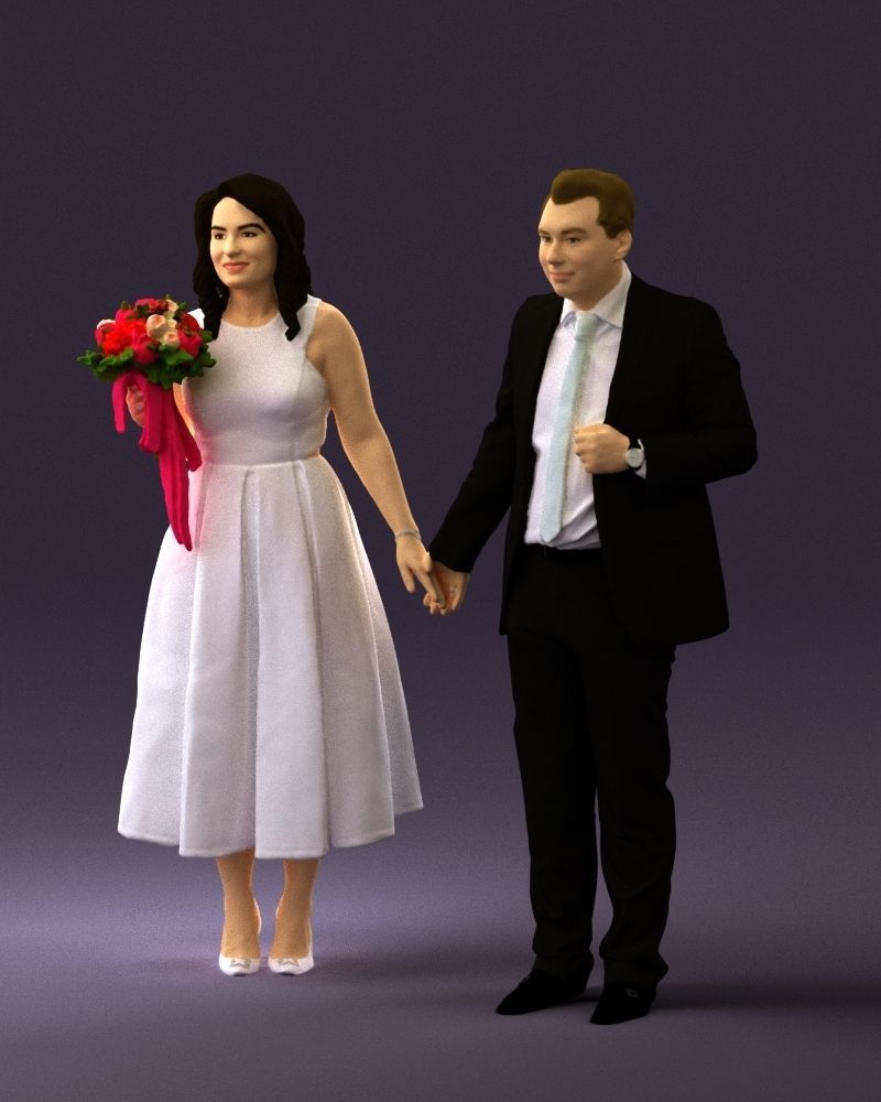 Man and woman in black white dresses 0764 3D model_30