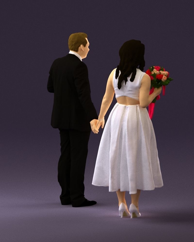 Man and woman in black white dresses 0764 3D model_15