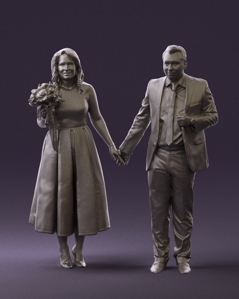 Man and woman in black white dresses 0764 3D model_34