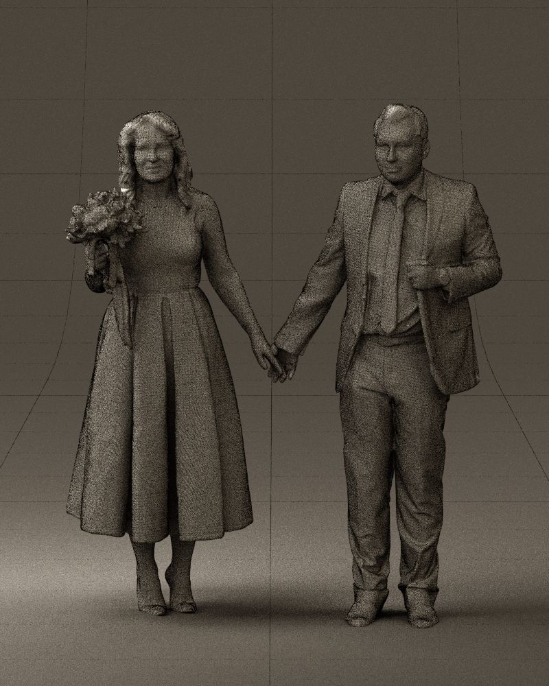 Man and woman in black white dresses 0764 3D model_35