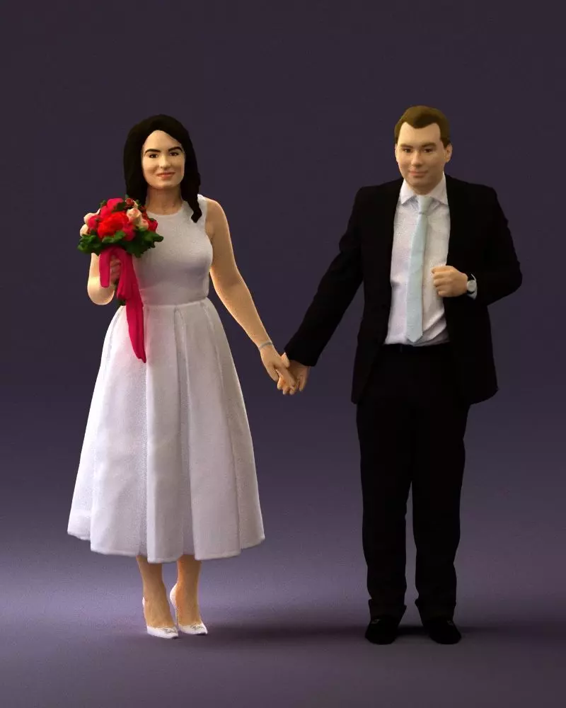 Man and woman in black white dresses 0764 3D model_0