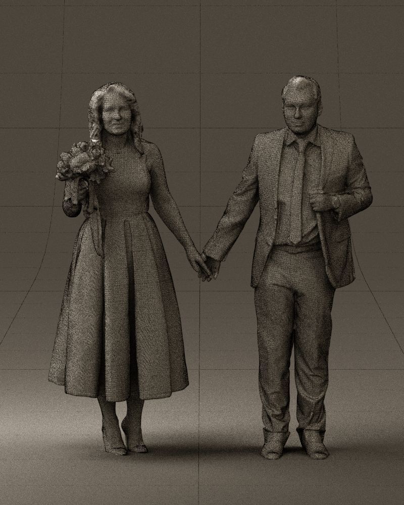 Man and woman in black white dresses 0764 3D model_2