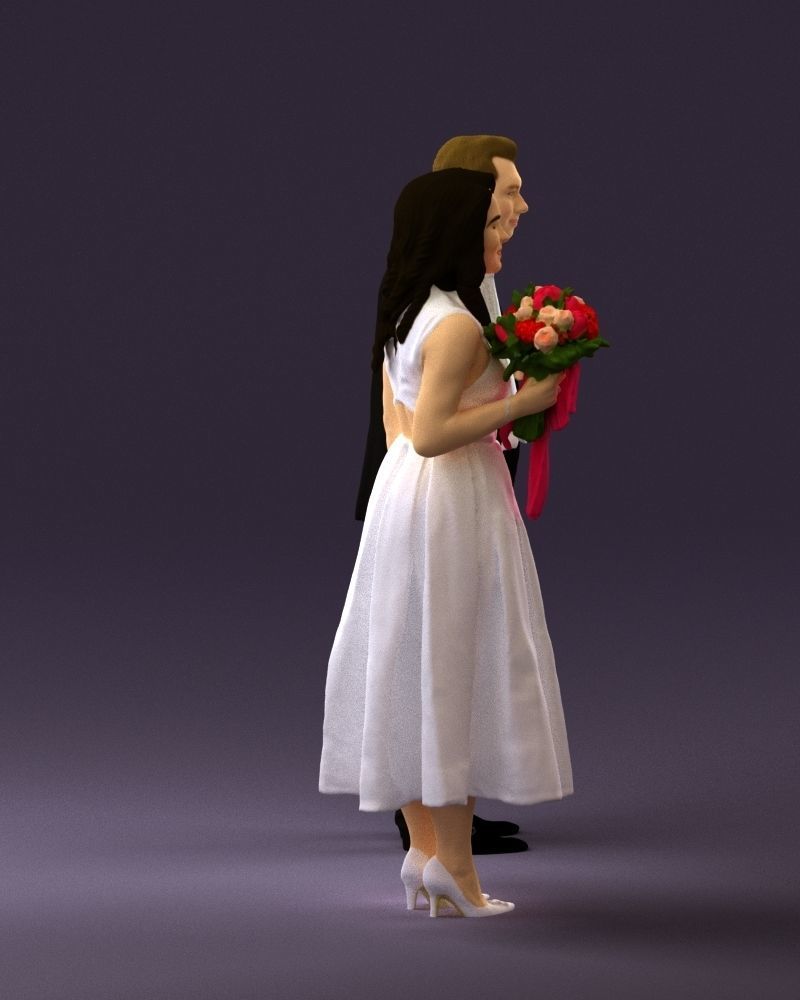 Man and woman in black white dresses 0764 3D model_12