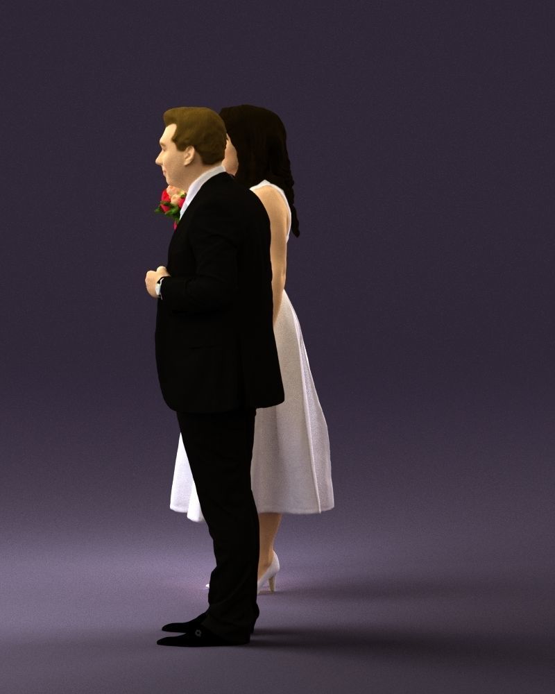 Man and woman in black white dresses 0764 3D model_24