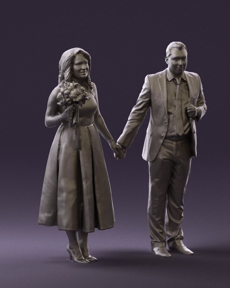 Man and woman in black white dresses 0764 3D model_7