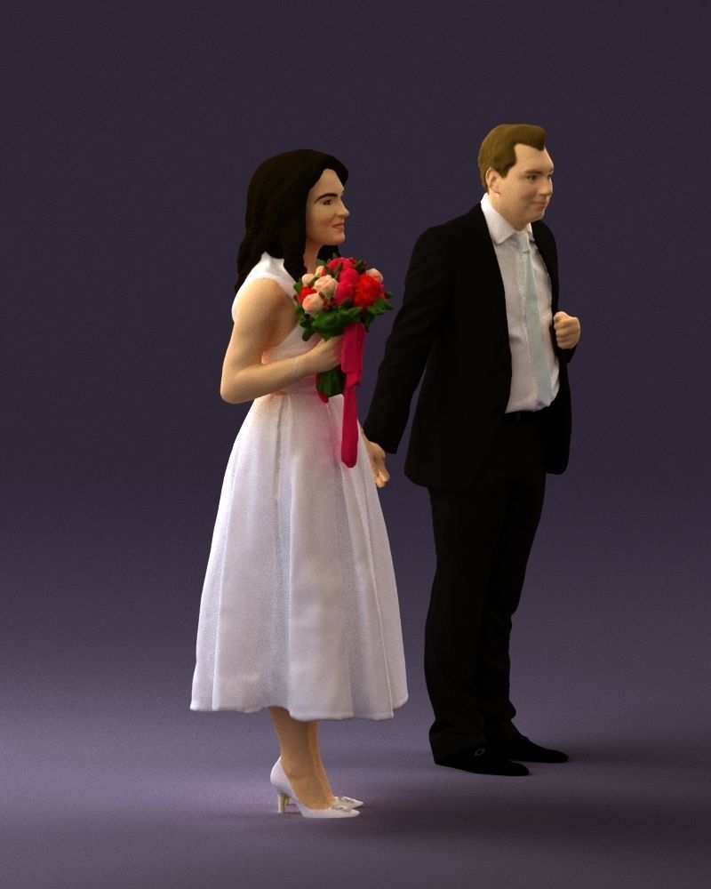 Man and woman in black white dresses 0764 3D model_9